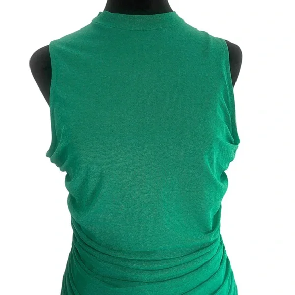 Lulus Privy Green Mesh Ruched Mock Neck Mini Sleeveless Bodycon Dress, Large - Picture 4 of 12